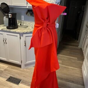 Elegant Red Bow-Tie Dress